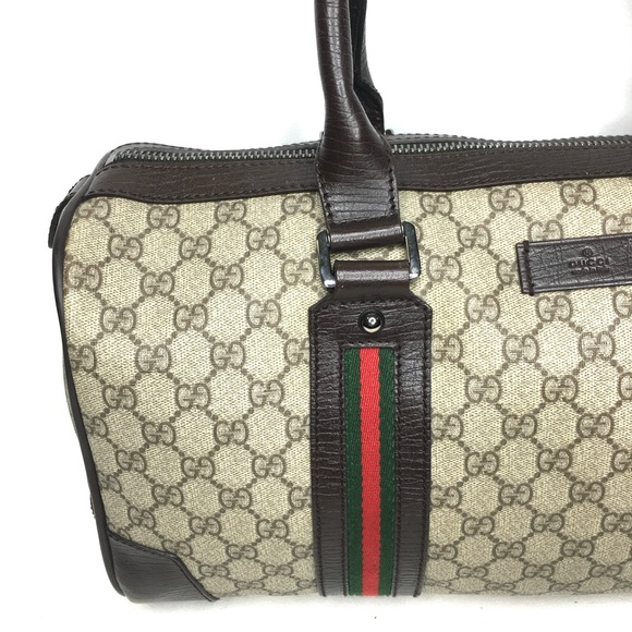 Gucci authentic brown monogram coated canvas unisex travel bag - Picture 3 of 15